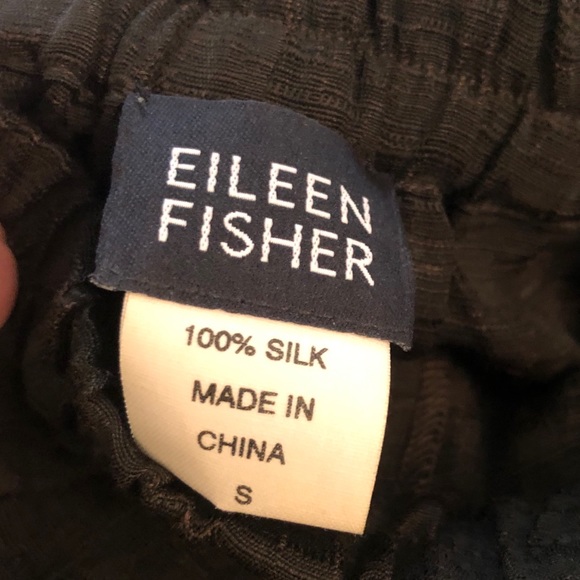 Eileen Fisher brown silk elastic waist pants Sz. S - Picture 4 of 4